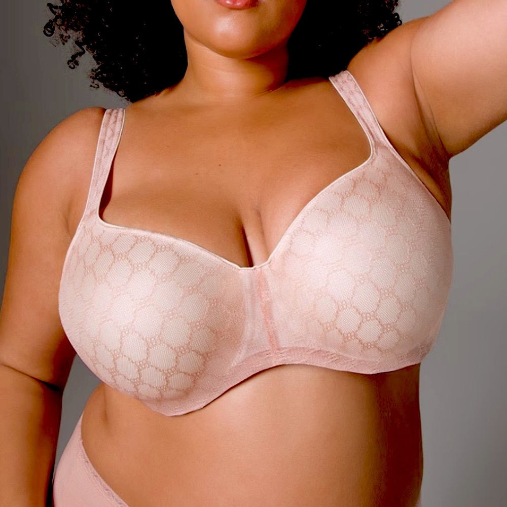 SOMA Stunning Support Geo Lace Balconette Bra in French Mauve sz 36G